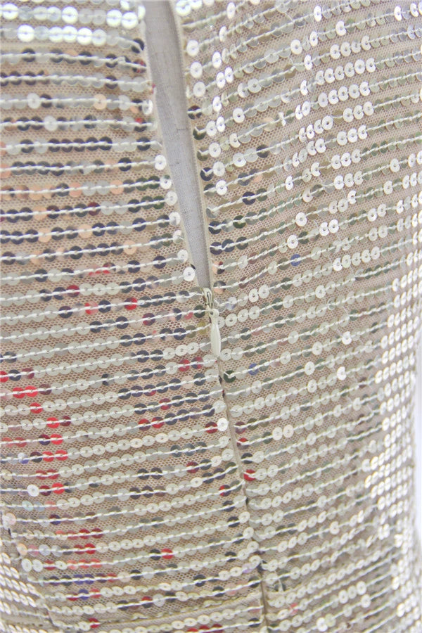 Gold sequined mini vest dress