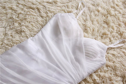 White chiffon suspender slim mini dress