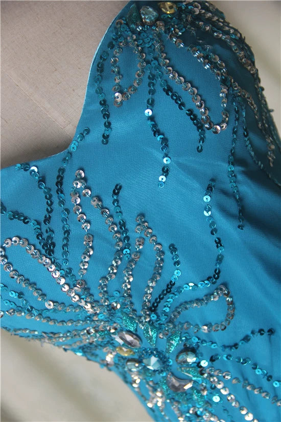 Blue Chiffon Beaded maxi Dress (Extra Large)