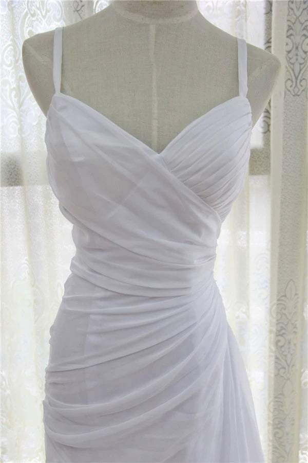 White chiffon suspender slim mini dress