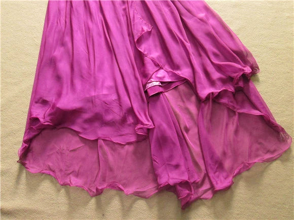 Purple one-shoulder chiffon flower maxi dress