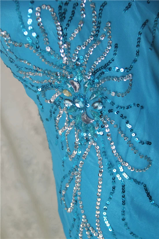 Blue Chiffon Beaded maxi Dress (Extra Large)