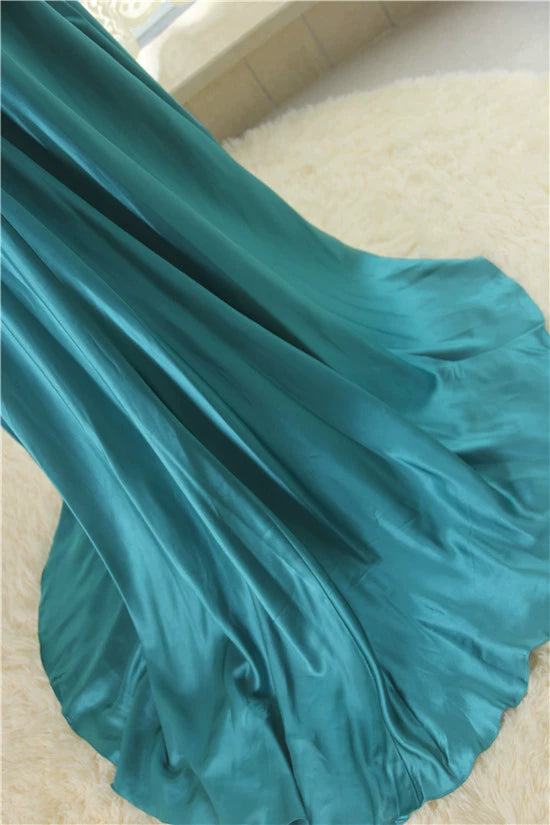 Emerald Green Wrap-On Hand-Beaded Maxi Dress