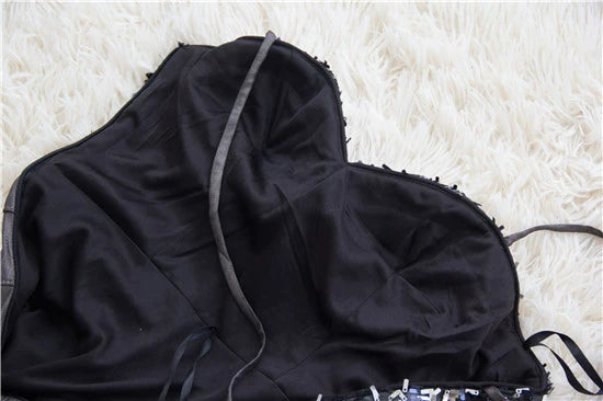 Gray sequined hip-hugging slip dress