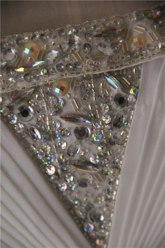 chiffon floor-length beaded maxi dress - Red/white