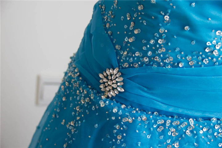 Blue organza tutu maxi dress with back straps