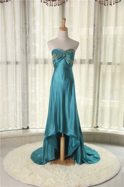 Emerald Green Wrap-On Hand-Beaded Maxi Dress