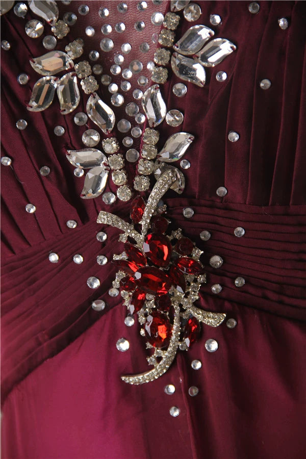 Green glass stone trailing maxi dress