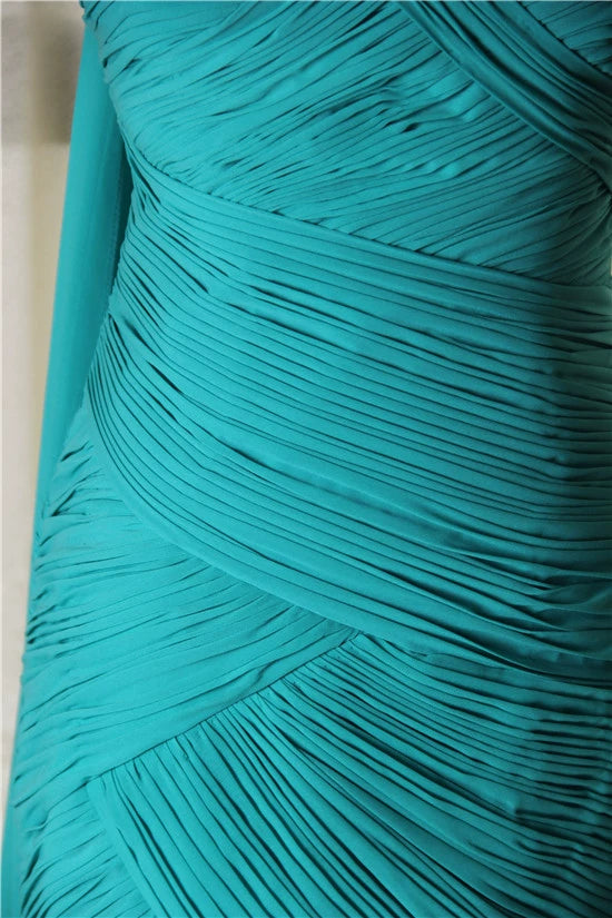 Green long fishtail evening dress