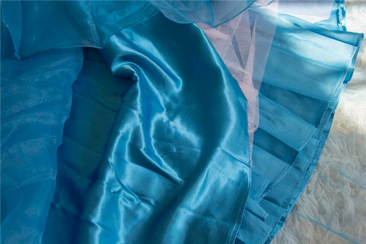 Blue organza tutu maxi dress with back straps