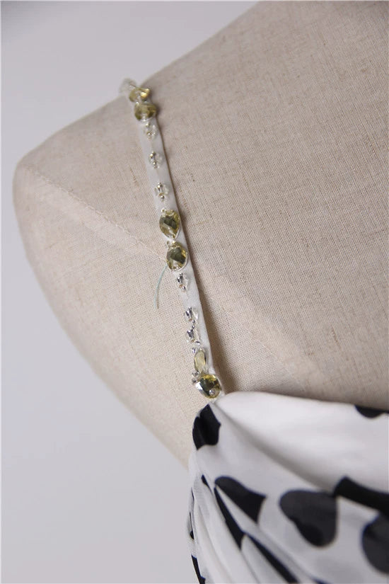 Chiffon Print Long Slip Stretch Dress