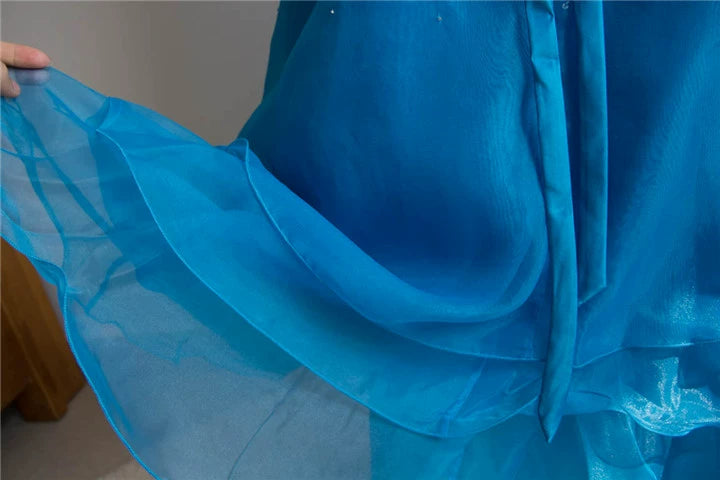 Blue organza tutu maxi dress with back straps