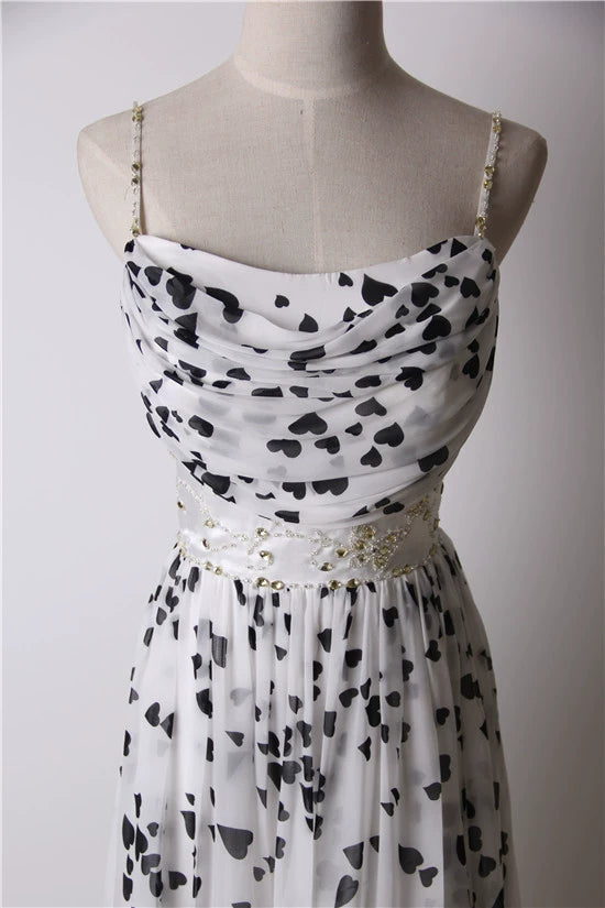 Chiffon Print Long Slip Stretch Dress