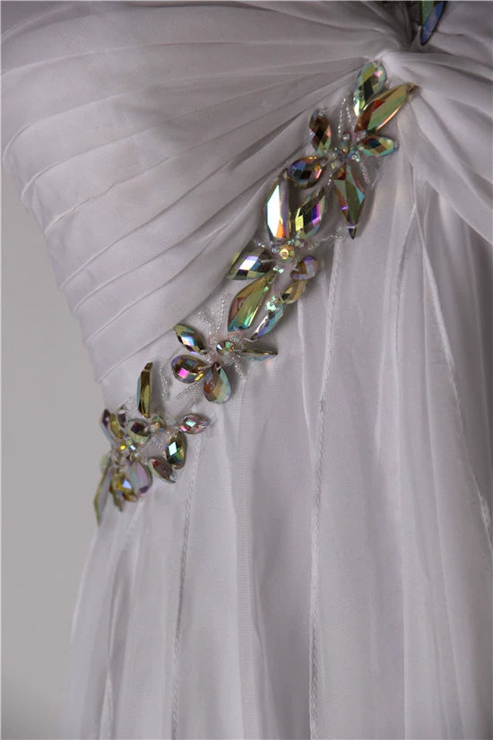 White chiffon shoulder strap mini dress