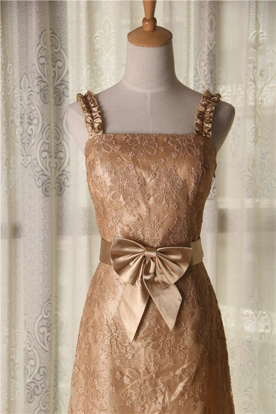 Gold Lace Bow mini Dress