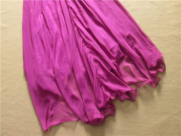 Purple one-shoulder chiffon flower maxi dress