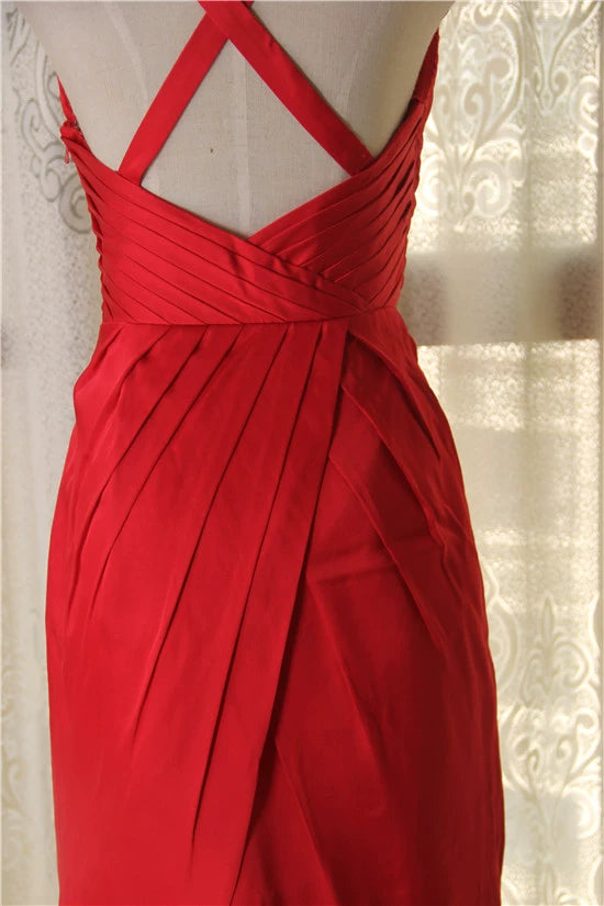 Red pleated mini dress