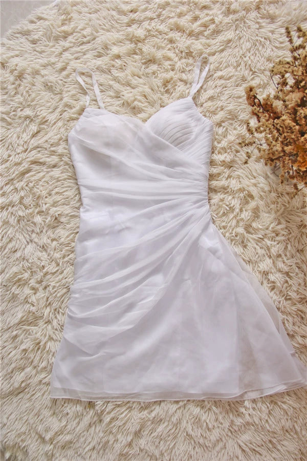 White chiffon suspender slim mini dress