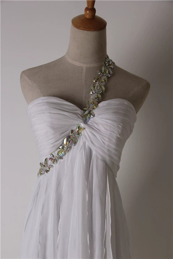 White chiffon shoulder strap mini dress