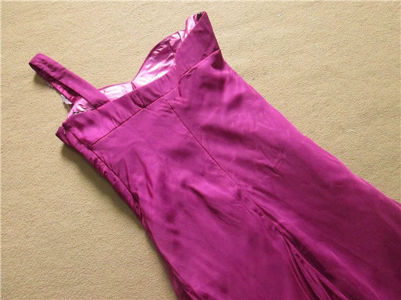 Purple one-shoulder chiffon flower maxi dress