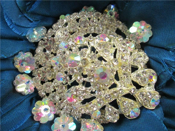 Blue chiffon tube top with large diamond buckle maxi dress