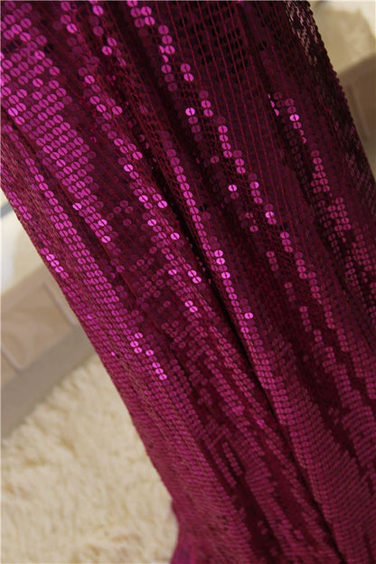 Violet Sequined Halter Neck maxi Evening Dress
