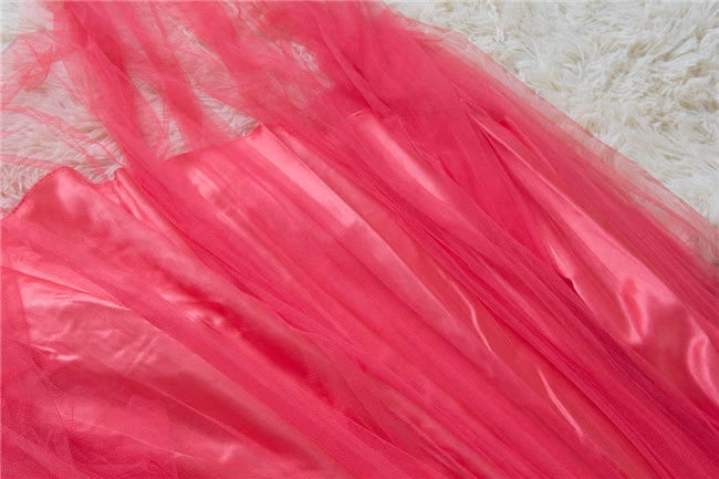 Watermelon Red Rhinestone Long Evening Dress