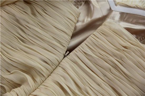 Light yellow satin one-shoulder rhinestone beaded maxi dress