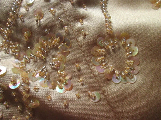 Gold brocade beaded suspender fishtail maxi skirt