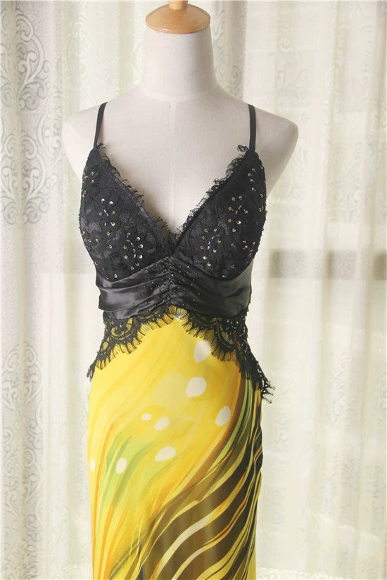 Printed backless chiffon maxi dress