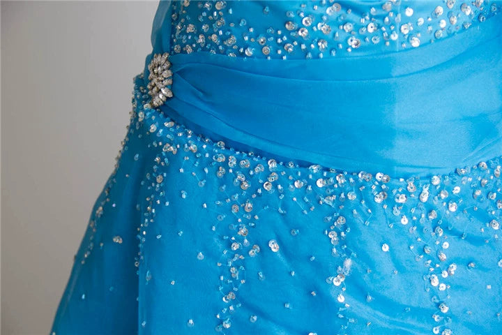 Blue organza tutu maxi dress with back straps