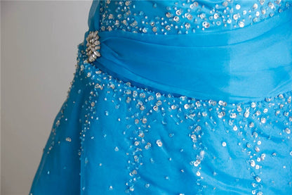 Blue organza tutu maxi dress with back straps