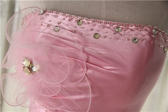 Pink organza fishtail tie maxi dress