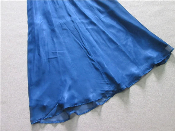 Navy blue chiffon tube top A-line maxi skirt