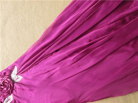 Purple one-shoulder chiffon flower maxi dress