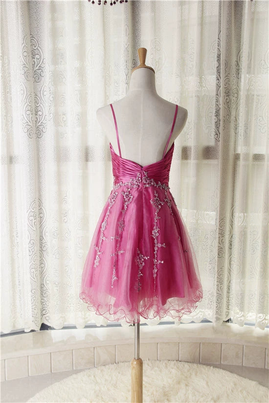 Rose red suspender mini tulle skirt