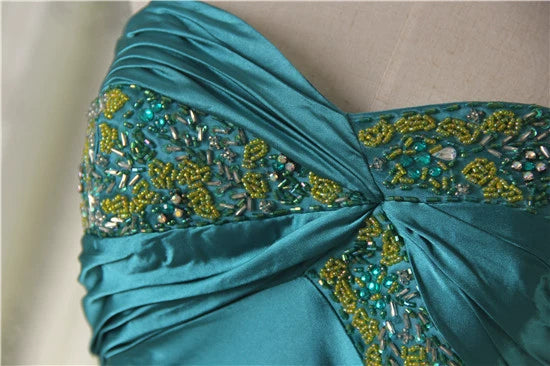 Emerald Green Wrap-On Hand-Beaded Maxi Dress