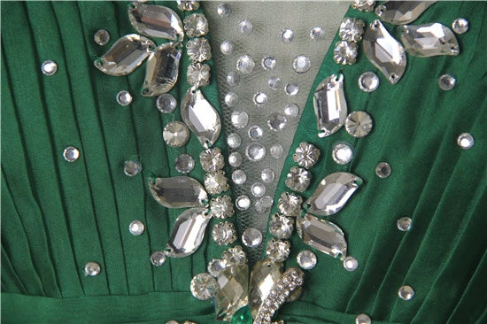 Green glass stone trailing maxi dress