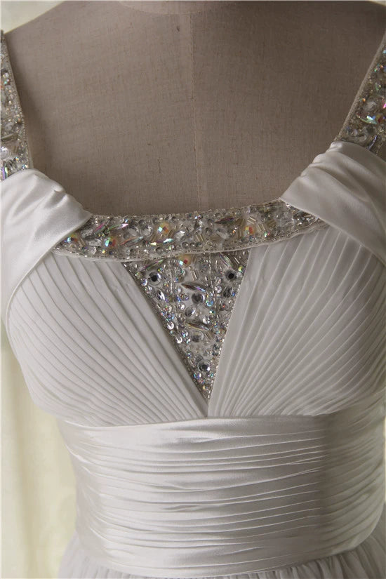 chiffon floor-length beaded maxi dress - Red/white