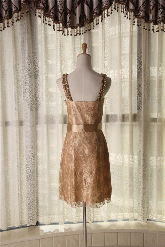 Gold Lace Bow mini Dress