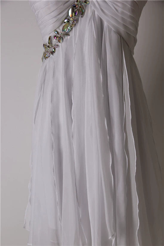 White chiffon shoulder strap mini dress