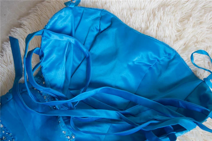 Blue organza tutu maxi dress with back straps