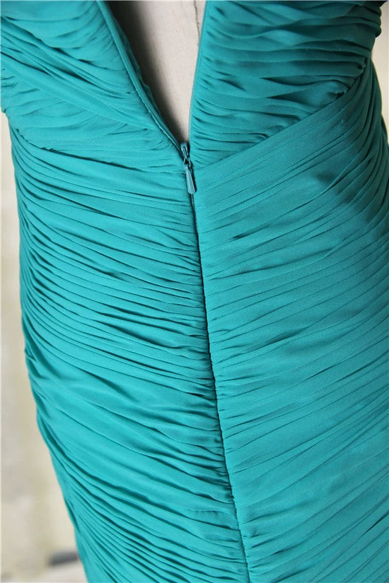 Green long fishtail evening dress