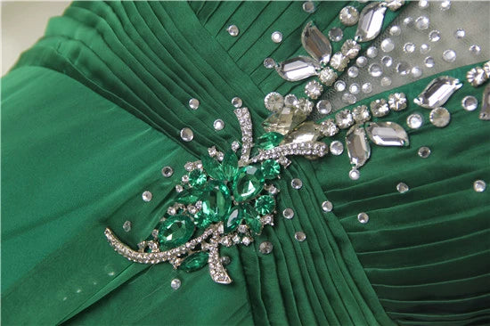 Green glass stone trailing maxi dress