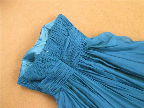 Blue chiffon tube top with large diamond buckle maxi dress