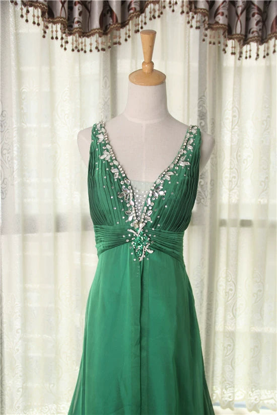 Green glass stone trailing maxi dress