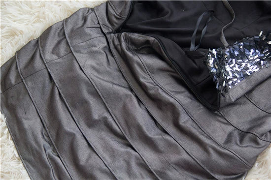 Gray sequined hip-hugging slip dress