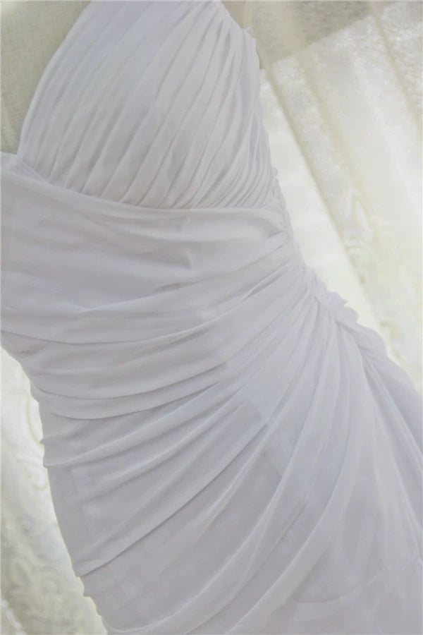 White chiffon suspender slim mini dress