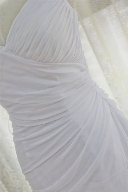 White chiffon suspender slim mini dress