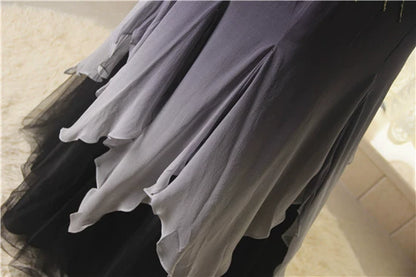 Fishtail Strapless Silk Evening Long Dress in black